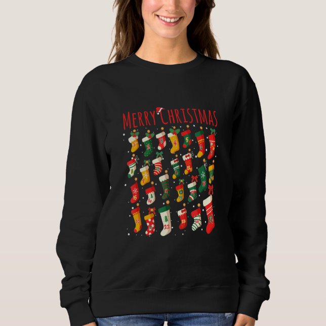 25 Day Of Christmas Countdown Stocking Advent Cale Sweatshirt (Front)