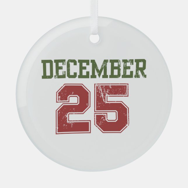 25 DECEMBER CHRISTMAS GLASS TREE DECORATION (Front)
