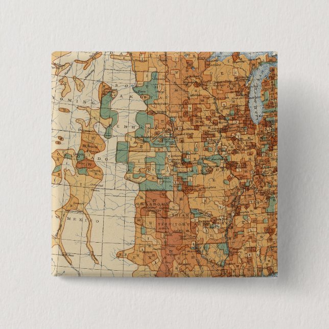 25 Density of increase of population, US, 18901900 15 Cm Square Badge (Front)