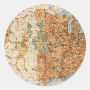 25 Density of increase of population, US, 18901900 Classic Round Sticker