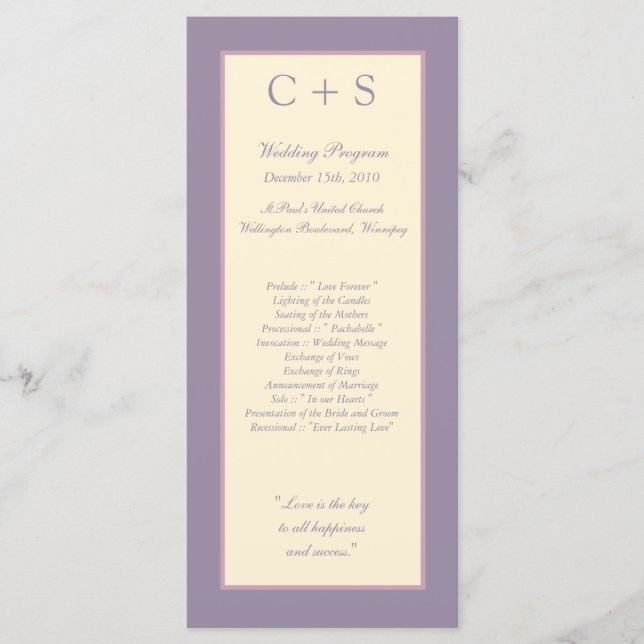 25 Elegant Purple Wedding Programs Programme (Front)