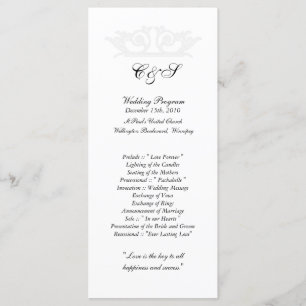 25 Elegant White/Silver Wedding Programs Programme