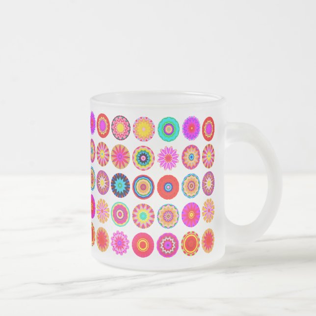25 fractal Mandalas - Customised Frosted Glass Coffee Mug (Right)
