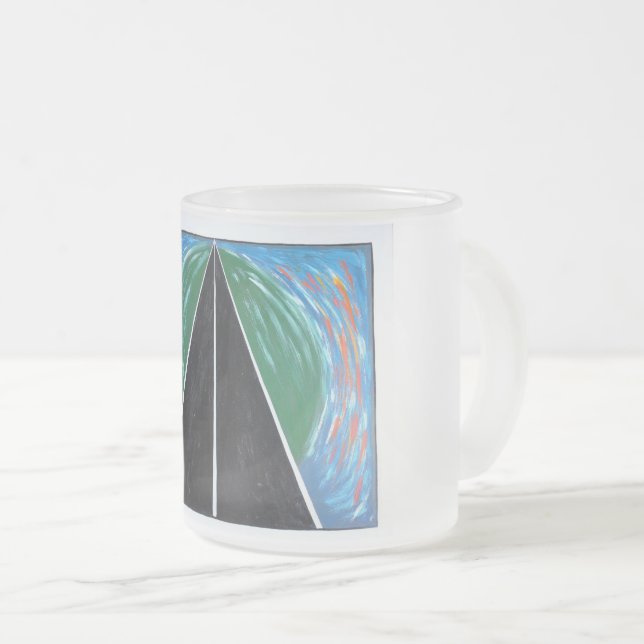 25/ Green light Frosted Glass Coffee Mug (Front Right)