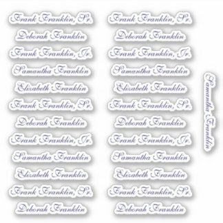 25 Guest Names Elegant Navy English P Calligraphy
