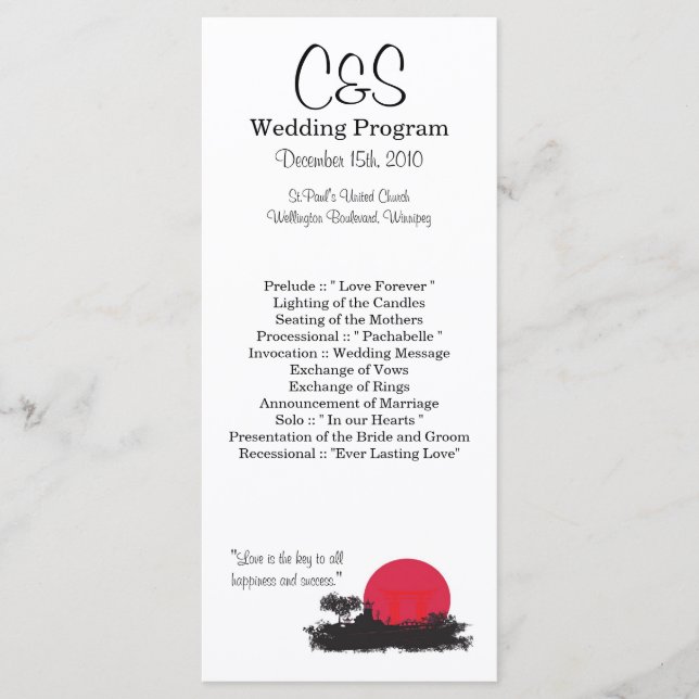 25 Japanese Rising Sun Wedding Programs Programme (Front)