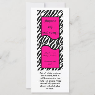 25 Lollipop Topper Hot Pink Zebra Print