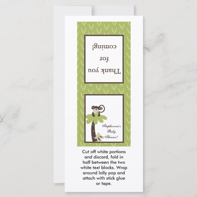 25 Lollipop Topper Monkey Time Zoo Animal (Front)