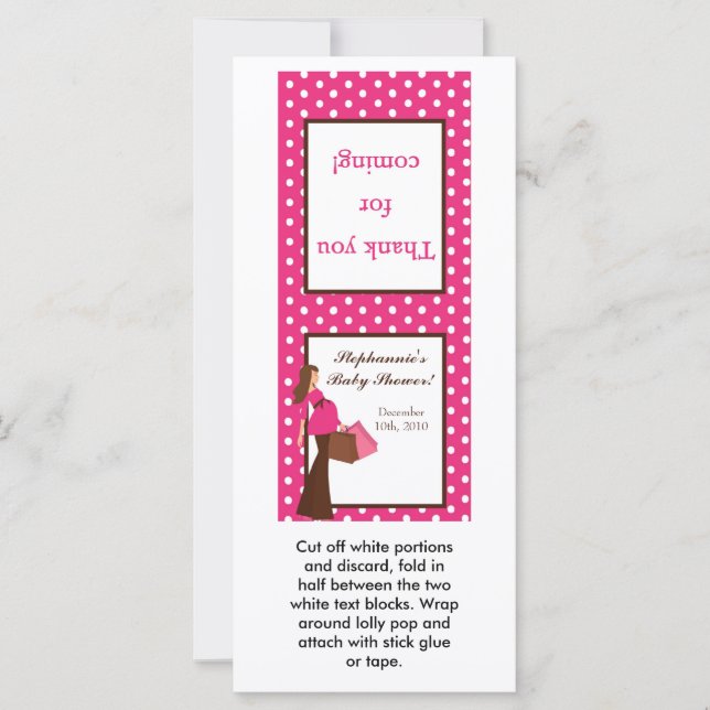 25 Lollipop Topper Pink Mod Mum Polka Dots (Front)