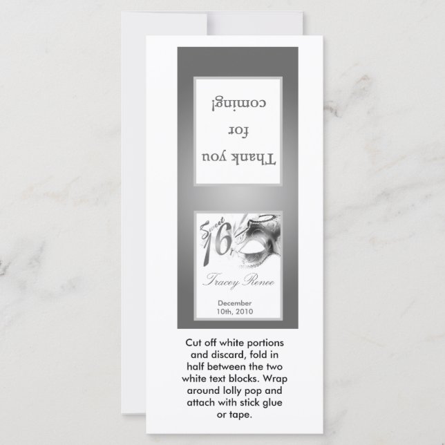 25 Lollipop Topper Sweet 16 Silver White Party (Front)