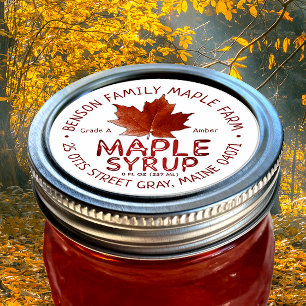 25 Maple Syrup Red Maple Leaf 2.5” vinyl labels