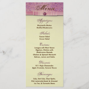 25 Menu Cards Amethyst Jewel Embossed Paper Floral
