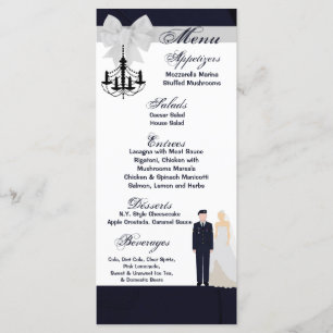 25 Menu Cards ARMY Uniform Groom Bride Dress Blues