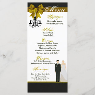 25 Menu Cards ARMY Uniform Groom Bride Dress Green