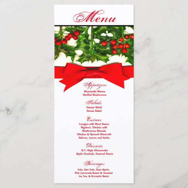 25 Menu Cards Baughs Holly Berry Christmas Bales (Front)