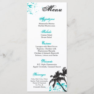 25 Menu Cards Beach Water Ocean Splash Tropical