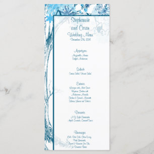 25 Menu Cards Blue Tree / Snowflakes