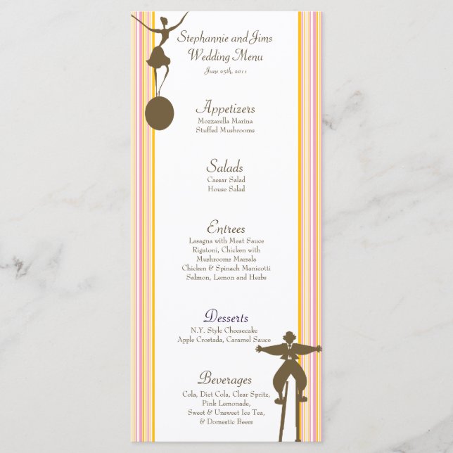 25 Menu Cards Carnival (Front)