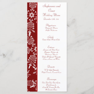 25 Menu Cards Christmas Red Snowflakes