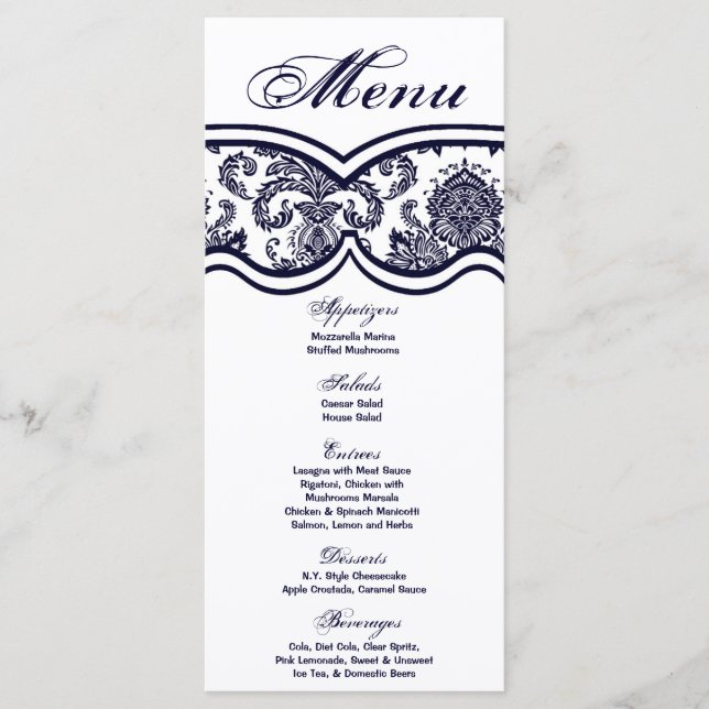 25 Menu Cards Damask Lace Print Pattern Fabric (Front)