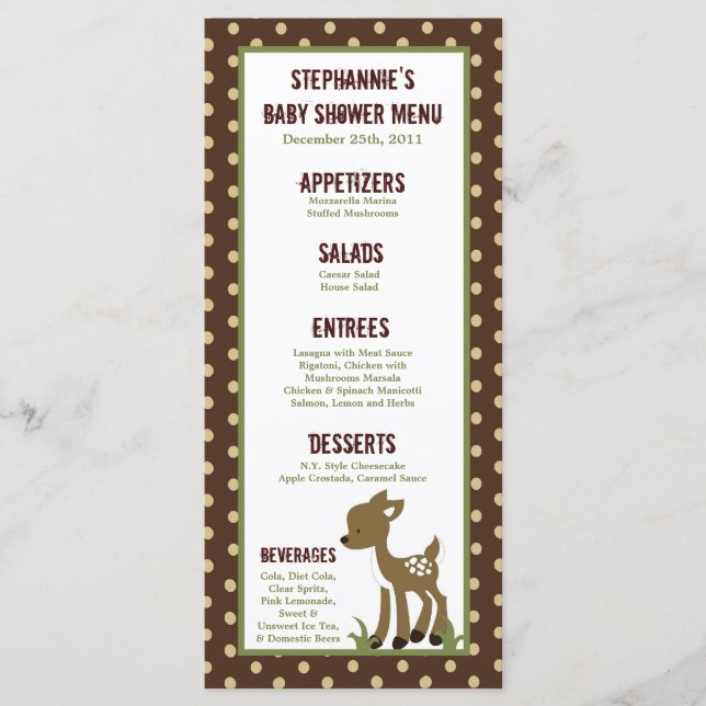25 Menu Cards Enchanted Hollow Forest Woodland (Front)