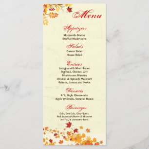 25 Menu Cards Fall Breeze Autumn Leaves Foliage