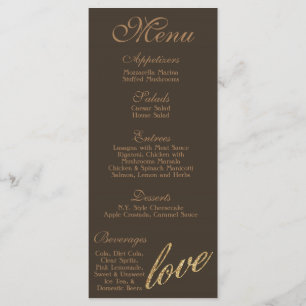 25 Menu Cards Gold Foil Glitter Love