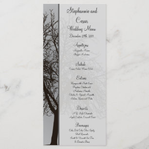 25 Menu Cards Grey Winter Trees Snow Bare