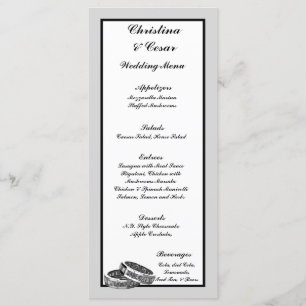 25 Menu Cards His/Hers Diamond Wedding Band Rings