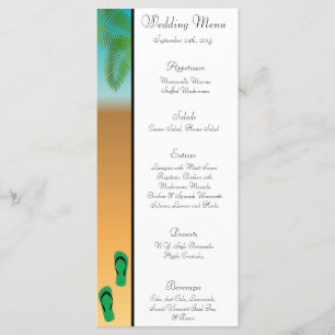 25 Menu Cards His/Hers Sandals On Beach plam trees