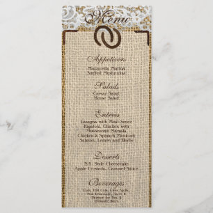 25 Menu Cards Horse Shoes on Burlap Lace Country