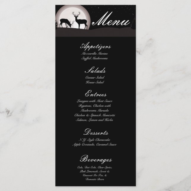 25 Menu Cards Hunters Moon Deer Buck Doe (Front)