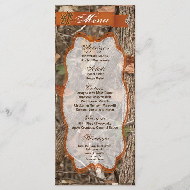 25 Menu Cards Hunting Couple Deer Doe Buck Logo Tr (Front)