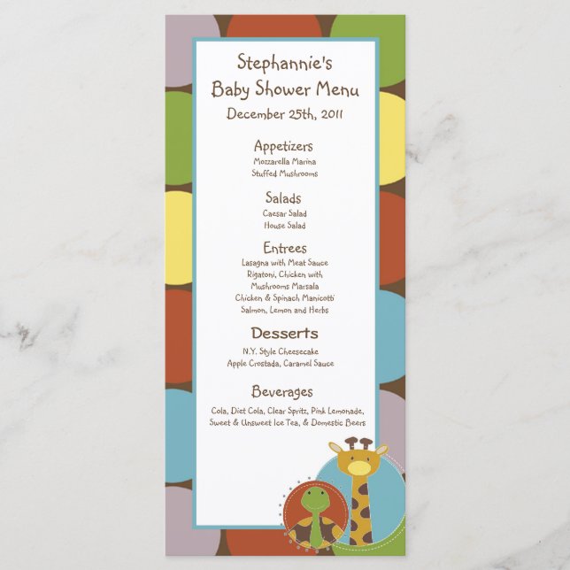 25 Menu Cards Jungle Tales Safari (Front)