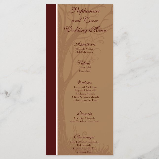 25 Menu Cards Love Autumn Tree (Front)