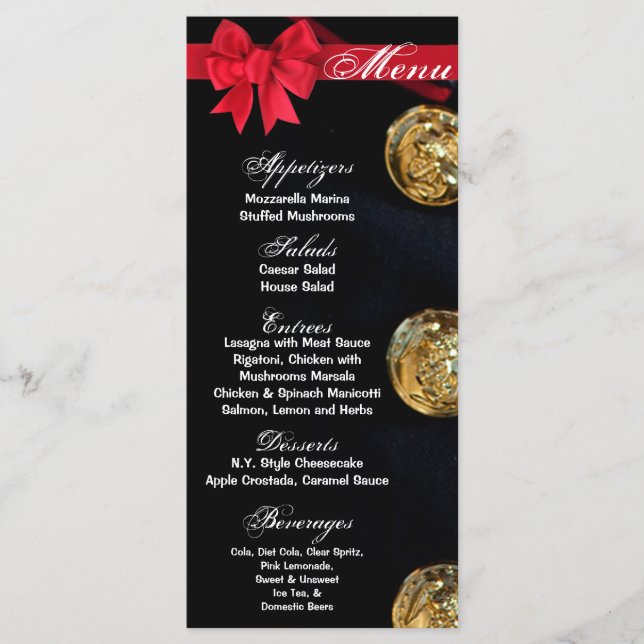 25 Menu Cards Marine Dress Blues Uniform Blood (Front)