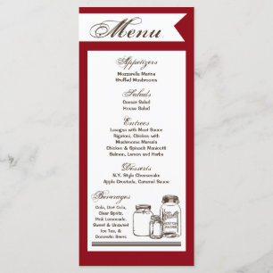 25 Menu Cards Mason Jar Country Rustic Vases Bottl