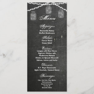 25 Menu Cards Mason Jar String Lights Chalk Board