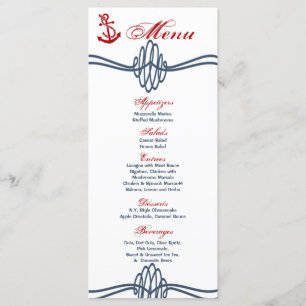25 Menu Cards Navy Nautical Knot Anchor Blue Red