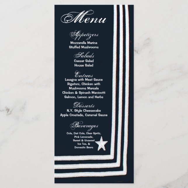 25 Menu Cards Navy Summer Dress Blues Uniform (Front)