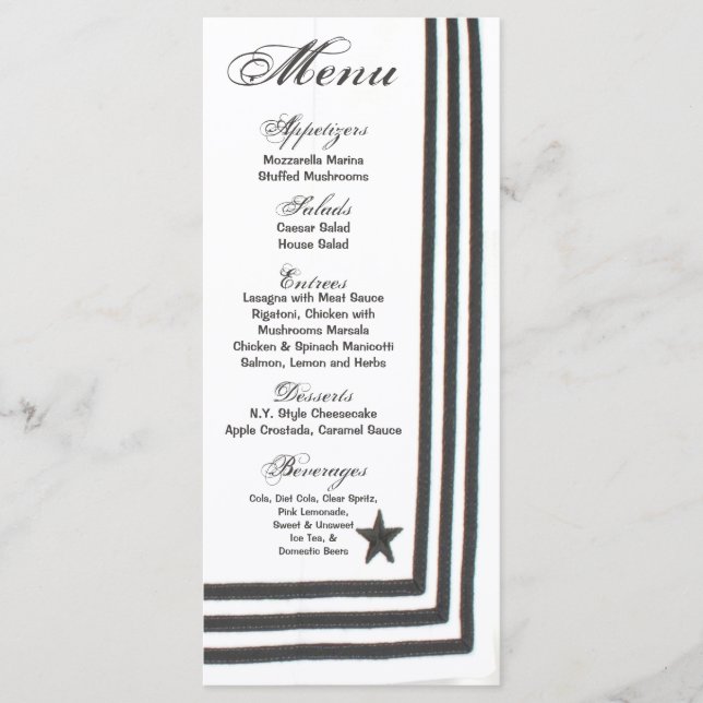 25 Menu Cards Navy Summer Dress Whites Uniform (Front)