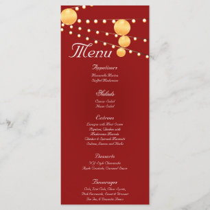 25 Menu Cards Paper Lanterns on Red Chineese