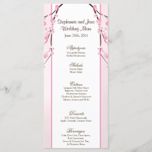 25 Menu Cards Pink Cherry Blossom
