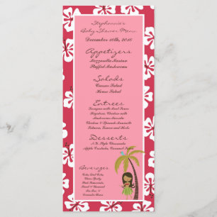 25 Menu Cards Pink Hawaiian Luau Tropical