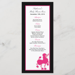 25 Menu Cards Pink Poodle Paris Eiffel Tower