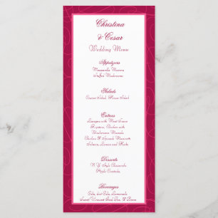 25 Menu Cards Raspberry Pink Loops/Swirls Blush Be