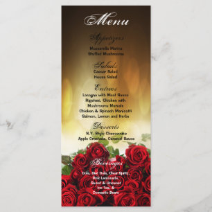 25 Menu Cards Red Rose Bouquet Bridal Flower Flora