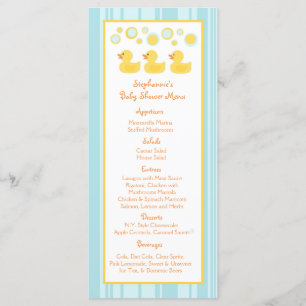 25 Menu Cards Rubber Ducky Bubbles