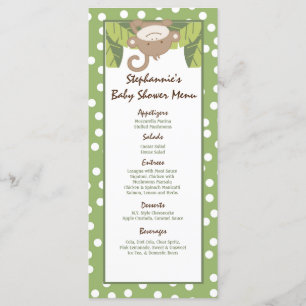 25 Menu Cards Safari Jungle Monkey Green
