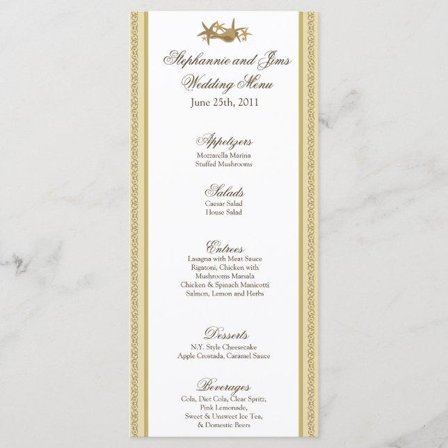25 Menu Cards Sandy Beach (Front)